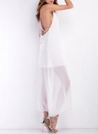 Oasap Sleeveless Backless Side Slit Solid Maxi Dress