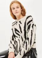Oasap Fashion Zebra Printed Knit Sweater With Tassel
