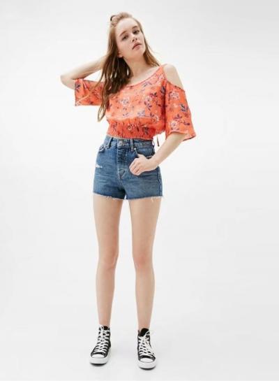 Oasap Off Shoulder Floral Print Blouse