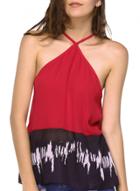 Oasap Women's Fashion Print Halter Sleeveless Chiffon Tank Top