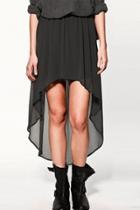 Oasap Stylish Solid High Low Midi Skirt