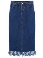 Oasap Fashion Maxi Denim Skirt With Tassel