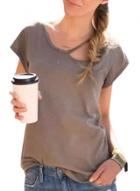 Oasap Women Chic Open Shoulder Short Sleeve Knit Tee