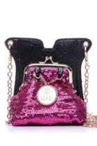 Oasap Kiss Lock Sequins Embellished Mini Shoulder Bag