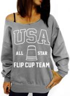 Oasap Letter Pattern Off The Shoulder Pullover Sweatshirt
