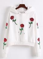 Oasap Long Sleeve Floral Embroidery Hoodies