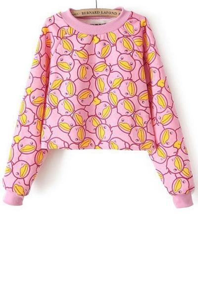 Oasap Cute Duck Cropped Sweatshirt