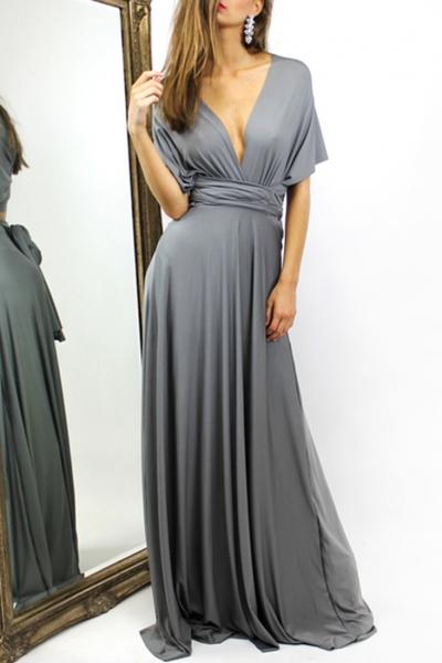 Oasap Fashion Deep V Floor-length Dress