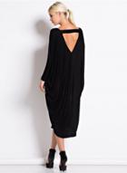 Oasap V Neck Batwing Sleeve Backless High Low Loose Dress
