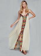 Oasap Rational Style Floral Embroidery Slip Dress