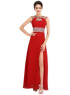 Oasap Rhinestone High Slit Cut-out Front Prom Dress
