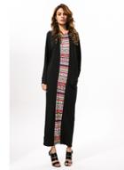 Oasap Long Sleeve Tribal Print Maxi Dress