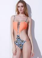Oasap Side Cut Out One Piece Swimsuit