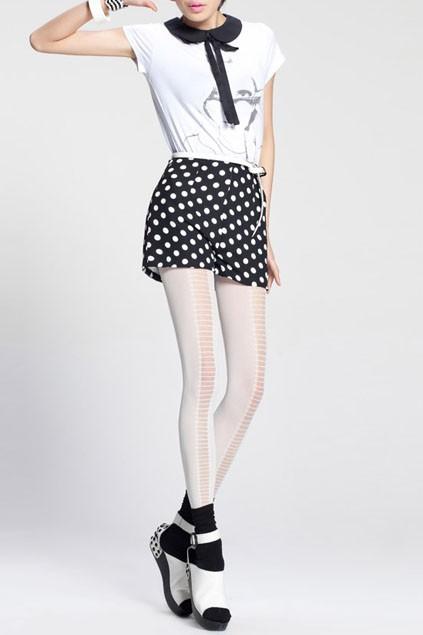 Oasap Vintage Polka Dot Zipped Shorts