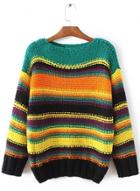 Oasap Long Sleeve Color Block Sweaters