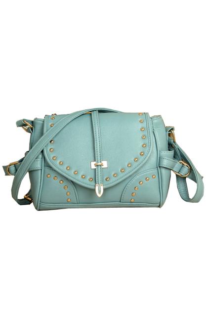 Oasap Punk Style Rivet Trim Textured Faux Leather Shoulder Bag