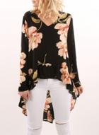 Oasap Floral Long Sleeve High Low Blouse