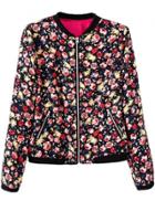 Oasap Women's Fashion Long Sleeve Floral Print Zip Up Bomber Jacket