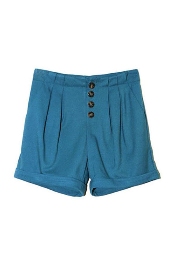 Oasap Dummy Pocket Embellished Pelted Shorts