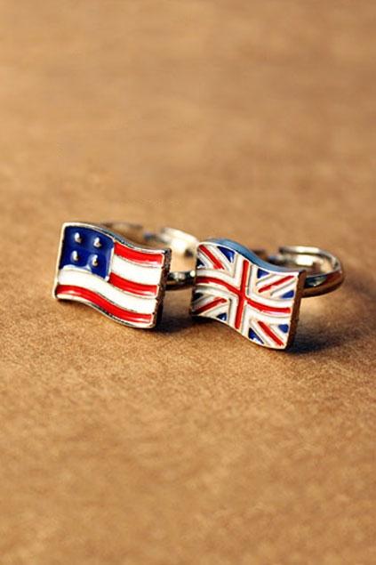 Oasap Flag Print Square Shaped Ring
