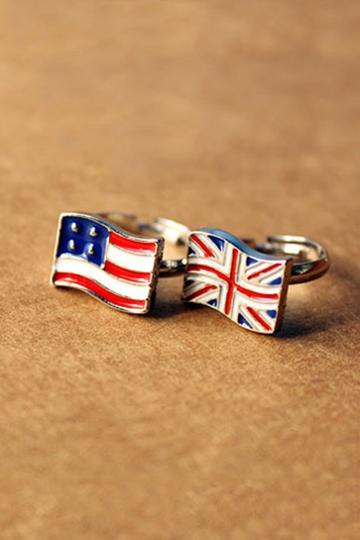 Oasap Flag Print Square Shaped Ring