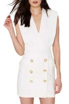 Oasap Women's V-neck Sleeveless Double Breasted Front Mini Dress
