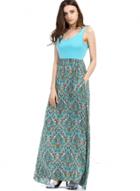 Oasap Casual Contrast Printed Maxi Tank Dress