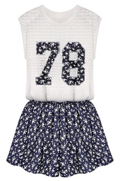 Oasap Lace Tand Top With Floral Shorts Matching Sets