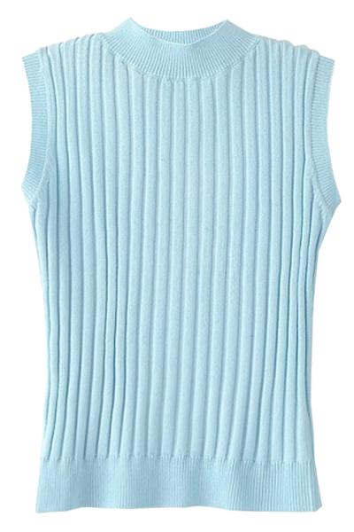 Oasap Casual Slim Fit Sleeveless Ribbed Crop Top