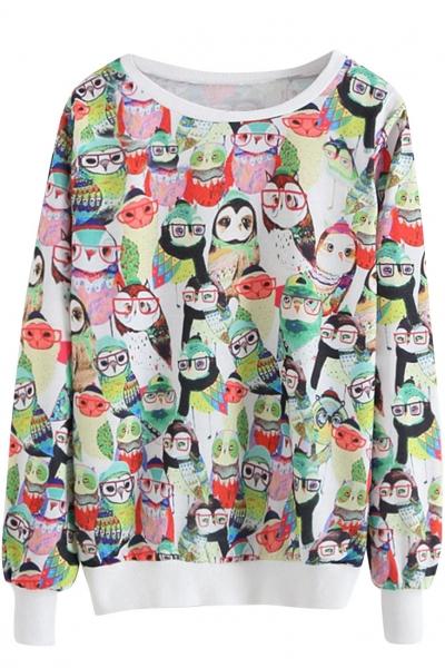 Oasap Cartoon Characters Pattern Loose Fit Sweatshirt