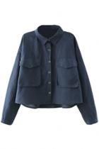 Oasap Stylish Solid Color High Low Shirt Jacket