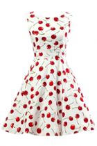 Oasap Fancy Cherry Printing A-line Dress