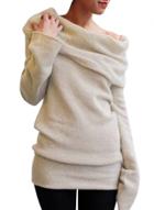 Oasap Women's Turtleneck Off-the-shoulder Knit Sweater