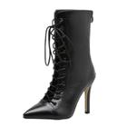 Oasap Pointed Toe Stiletto Heels Solid Color Mid-calf Boots
