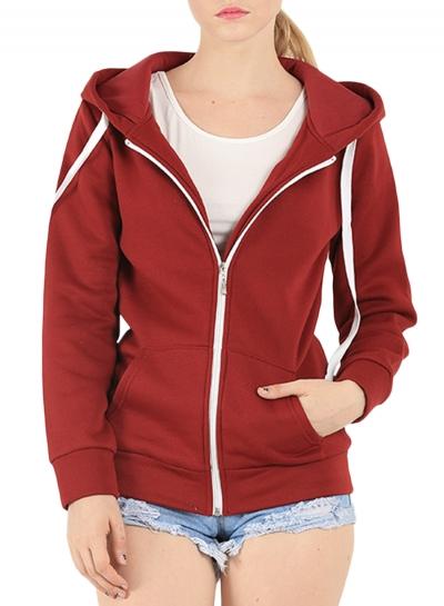 Oasap Women's Casual Solid Color Zip Up Drawstring Hoodie