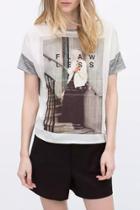 Oasap Modern Character Print Short Sleeve Knit Tee