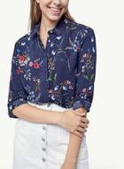 Oasap Turn-dwon Collar Floral Print Button Down Shirt