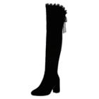Oasap Solid Color Round Toe High Heels Lace Over-the-knee Boots