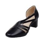 Oasap Square Neck Hollow Out Block Heels Shoes