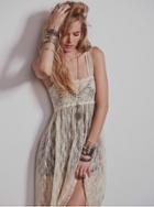 Oasap Fashion Sleeveless Lace Slit Maxi Dress