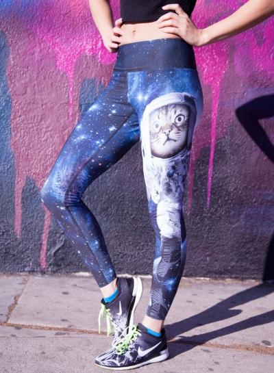 Oasap Cat Printed Skinny Fit Dri-fit Sports Leggings
