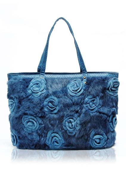 Oasap Crocodile Skin Print Flower Embellished Handbag