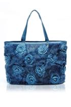 Oasap Crocodile Skin Print Flower Embellished Handbag