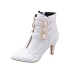 Oasap Pointed Toe Buckle Strap Spike Heels Gladiator Boots