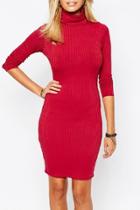 Oasap Cozy Ribbed Knit Turtleneck Bodycon Mini Sweater Dress