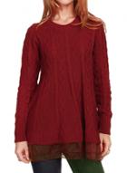 Oasap Round Neck Long Sleeve Mesh Hem Knit Sweater