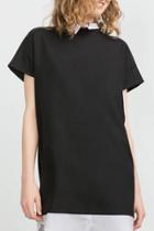 Oasap Classic Color Block Turn Down Collar Loose Fit Dress