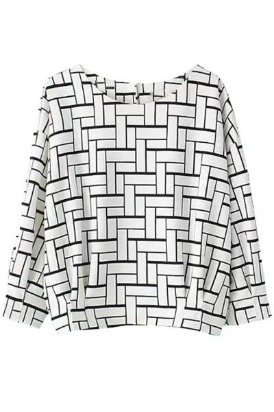 Oasap Essential Graphic Crop Blouse