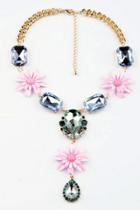 Oasap Elegant Flower And Teardrop Necklace