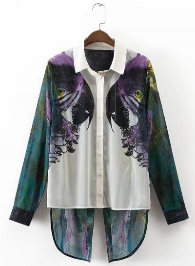 Oasap Turn Down Collar Swallow Tail Back Shirts